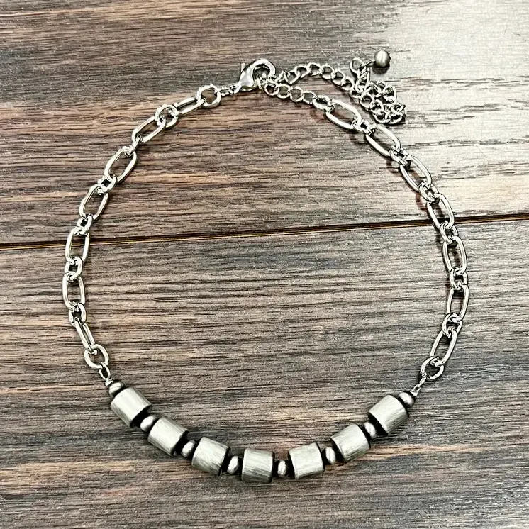Cylindrical Navajo and Chain Necklace