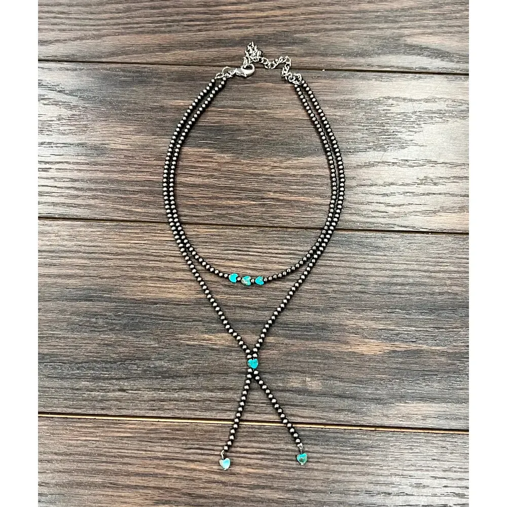 Turquoise &amp; Navajo Heart "Y" Necklace