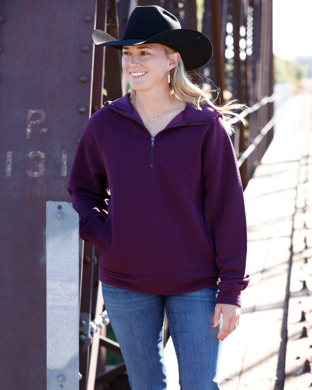 Cinch Women's 1/2 Zip Pullover Hoodie  - Purple