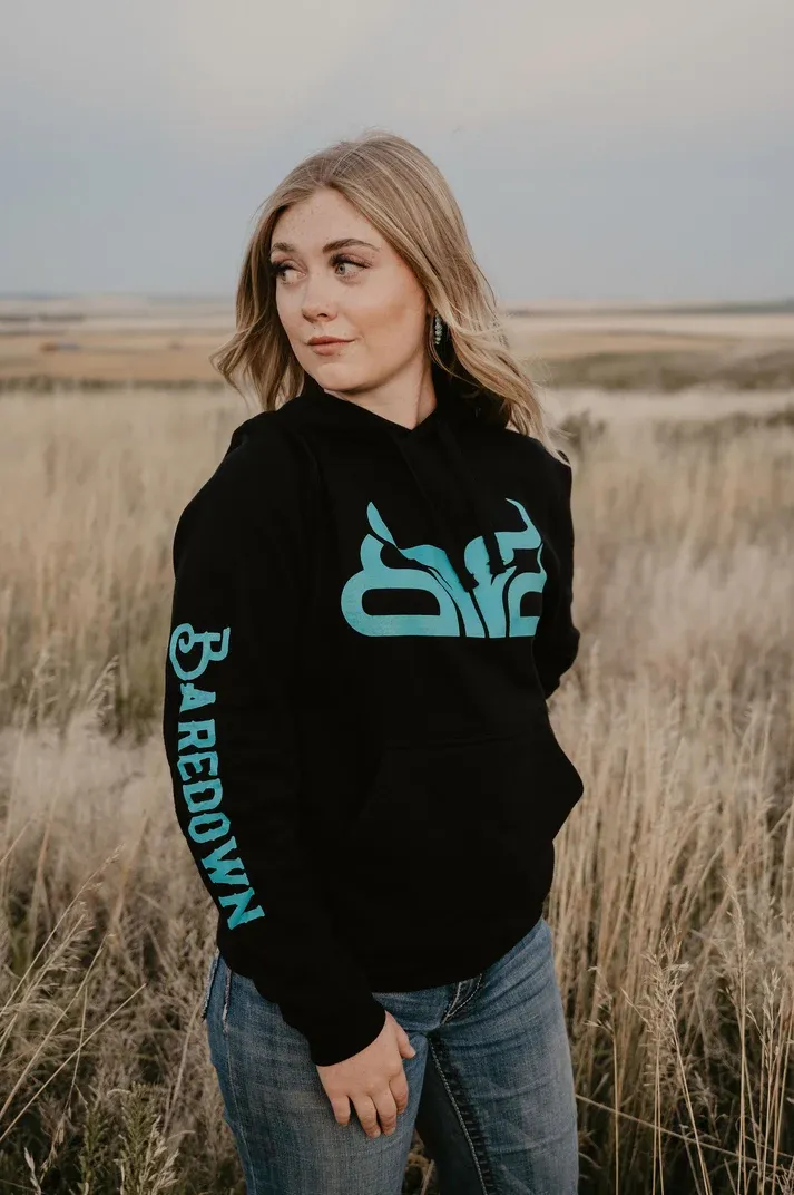 Baredown Brand Cowpoke - Black &amp; Teal Hoodie