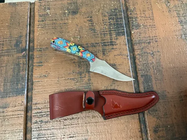 Twisted X Knife, Straight Blade With Leather Sheath