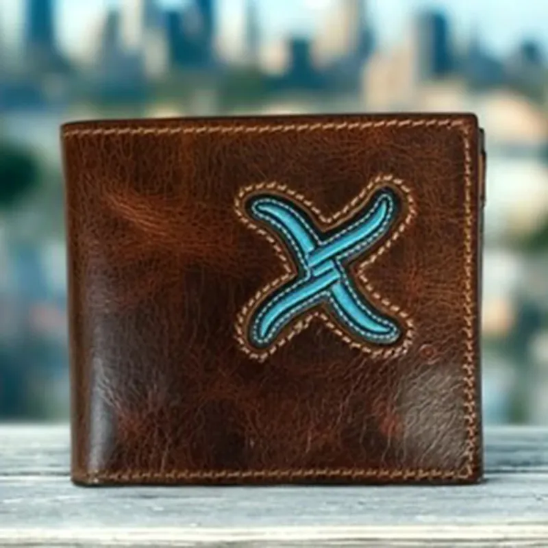Twisted X Wallet Tan Distressed Turquoise Bifold
