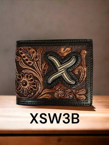 Twisted X Wallet Tooled Floral Design Brown Leather Bi-fold