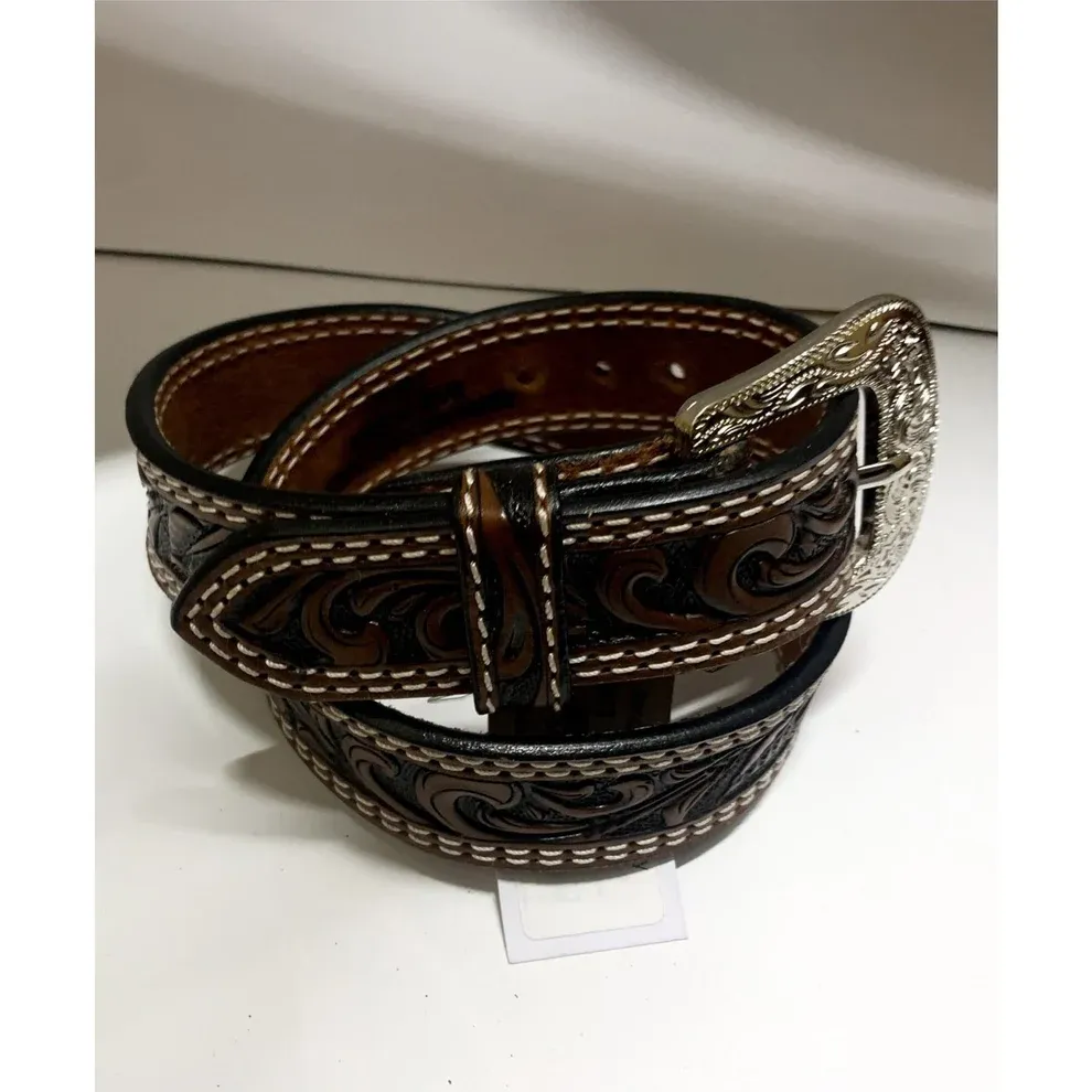Kids Tooled Leather Belt