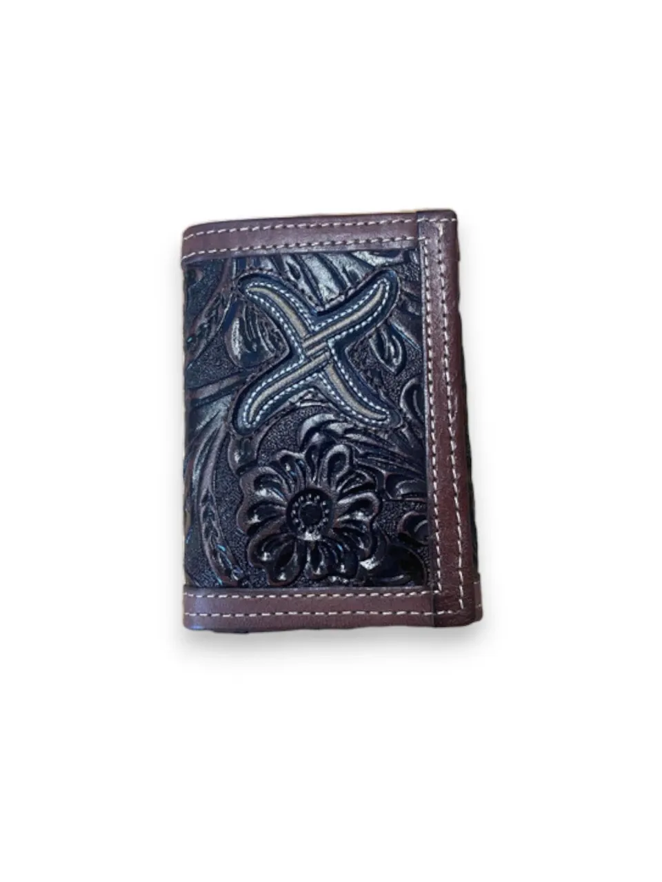 Twisted X Western Fashion Men's Trifold Leather Floral Wallet Design Floral Style Trifold