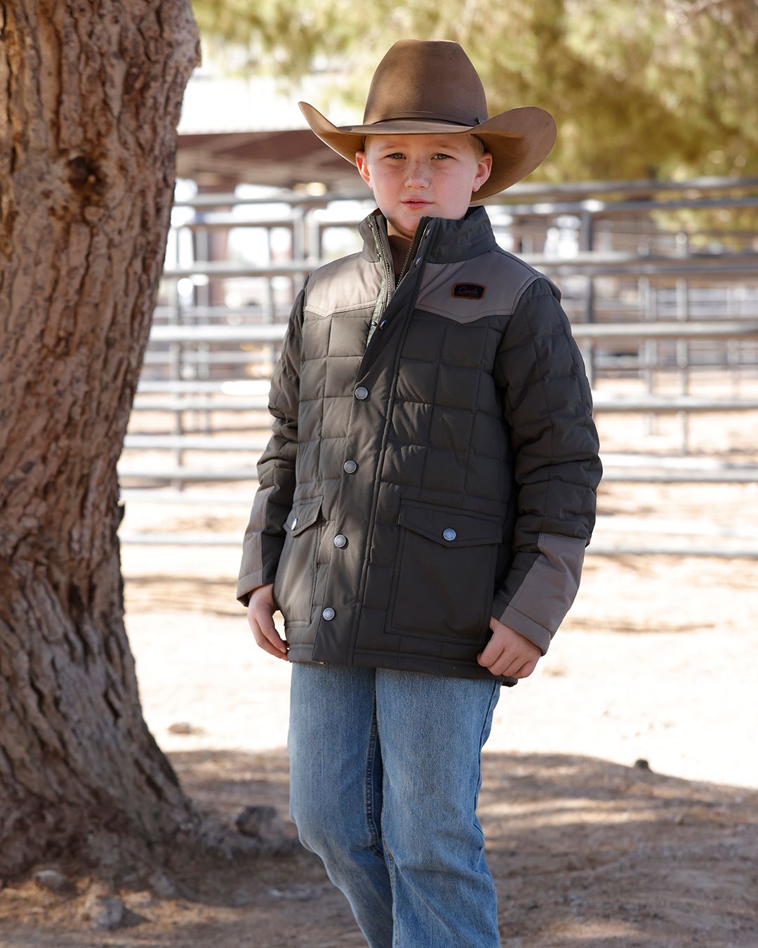 CINCH BOYS QUILTED BARN COAT - GREEN