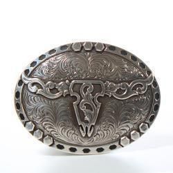Nocona Oval Floral Skull Buckle