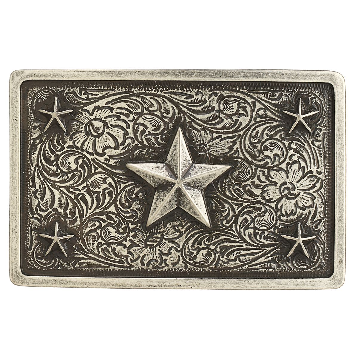 Nocona Buckle Rectangle Stars Floral Background