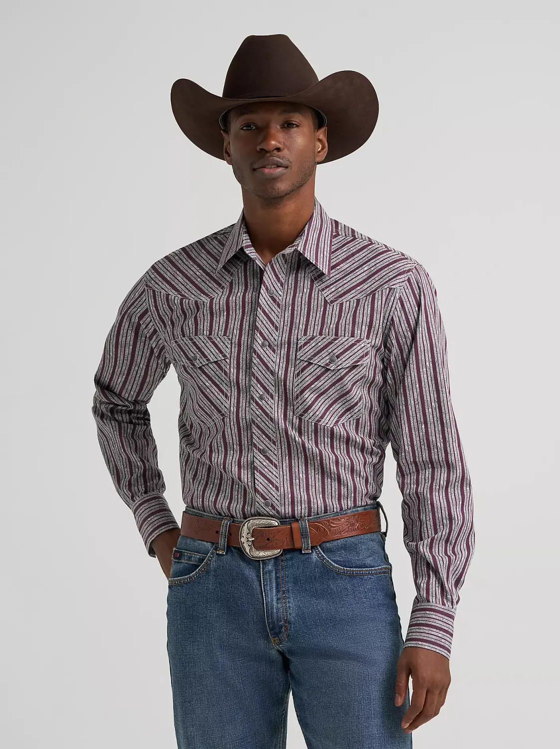 Wrangler Men's 20X Long Sleeve Western Shirt - Paisley Stripe