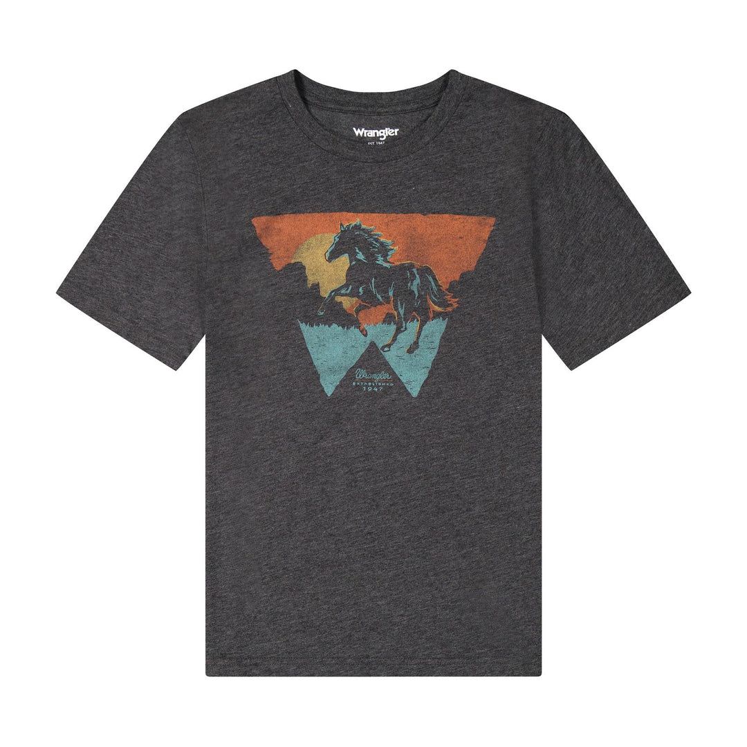 Wrangler Boys' Short Sleeve Graphic T-Shirt - Black Beauty Heather