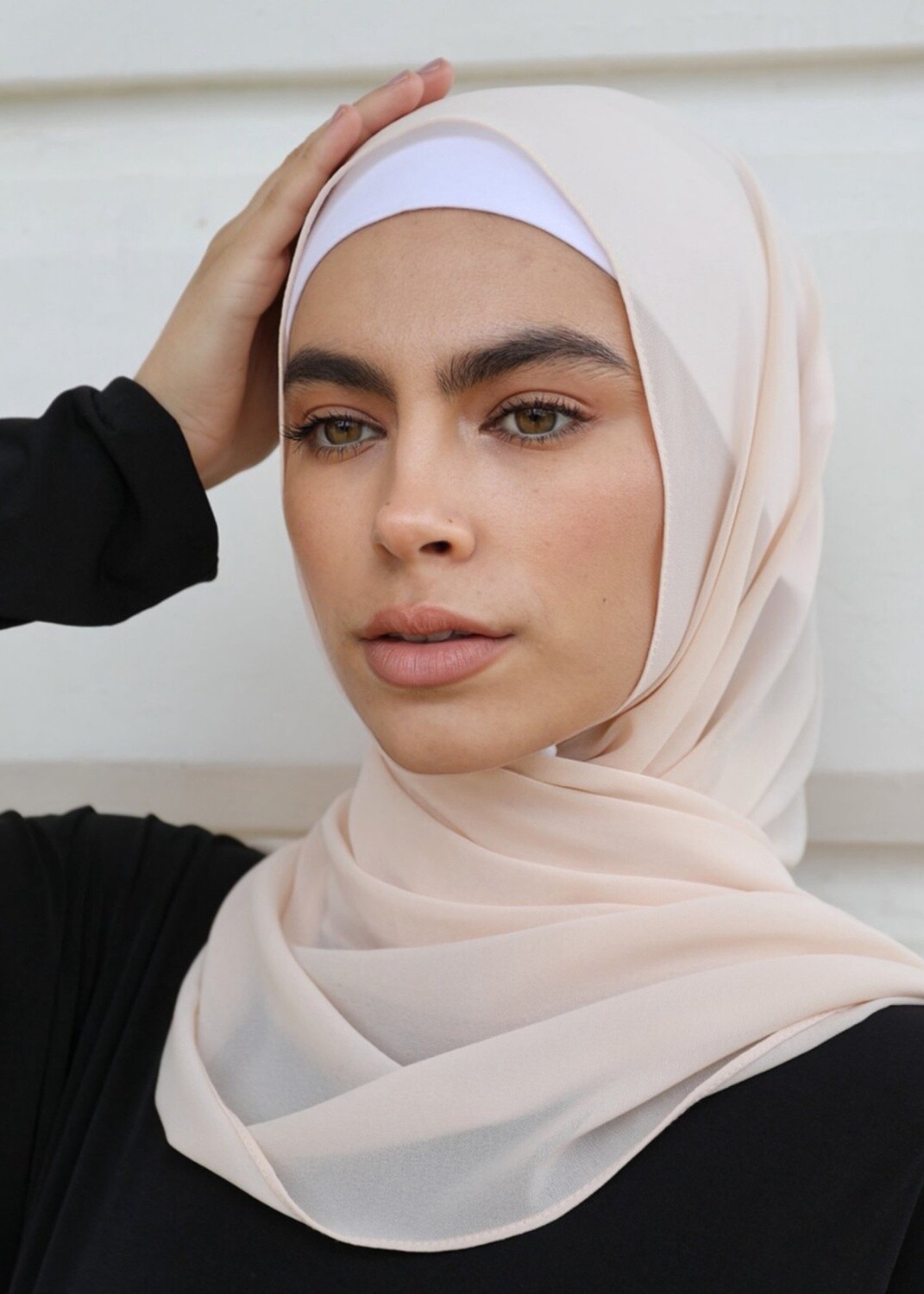 Premium Chiffon Hijab - Almond Peach