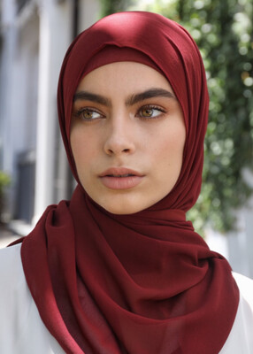 Premium Chiffon Hijab - Dark Maroon