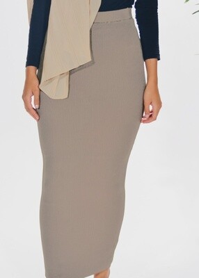 Ribbed Skirt - Taupe