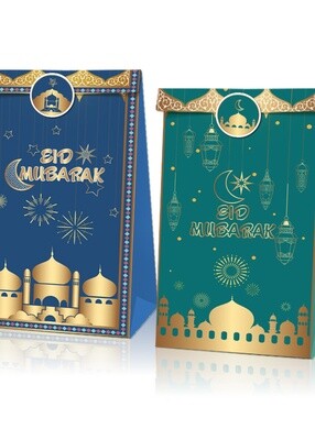 12pc Eid mubarak paper bags/stickers