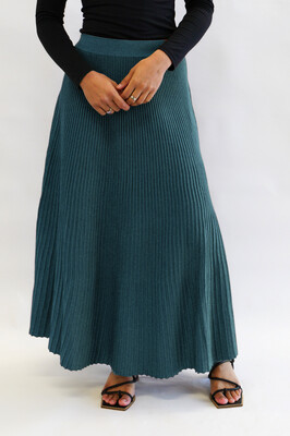 Ribbed ALine Skirt - Emerald