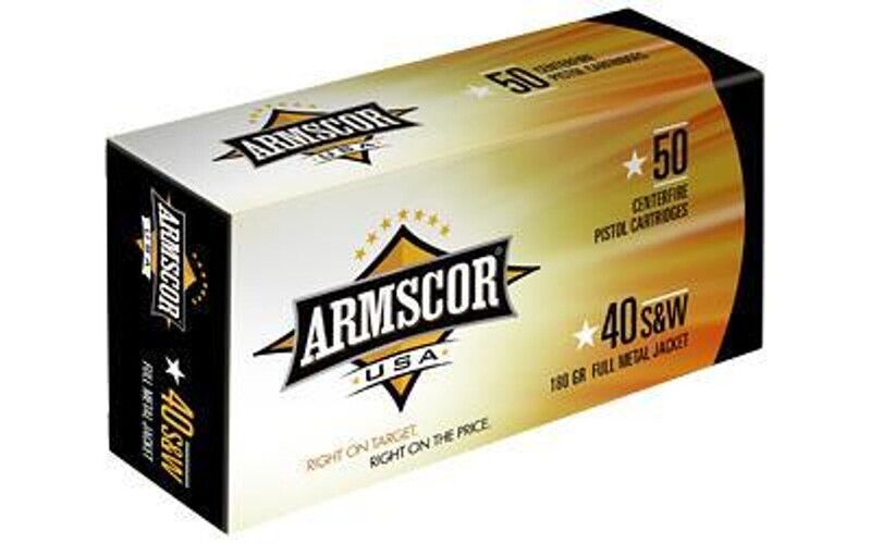 Armscor 40 S&amp;W Ammunition FAC402N 180 Grain Full Metal Jacket 50 Rounds