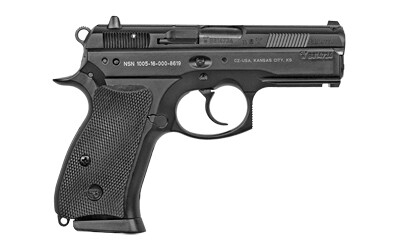 CZ, 75 P-01, Double Action/Single Action, Semi-automatic, Metal Frame Pistol, Compact, 9MM, 3.7&quot; Cold Hammer Forged Barrel, Black, Rubber Grips, Fixed Sights, 10 Rounds, 2 Magazines