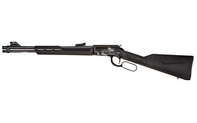 Rossi, RL22, Lever Action, 22LR, 18&quot; Barrel, Matte Finish, Black, Synthetic Stock, Adjustable Sights, Rattle Snake Engraving, 15 Rounds