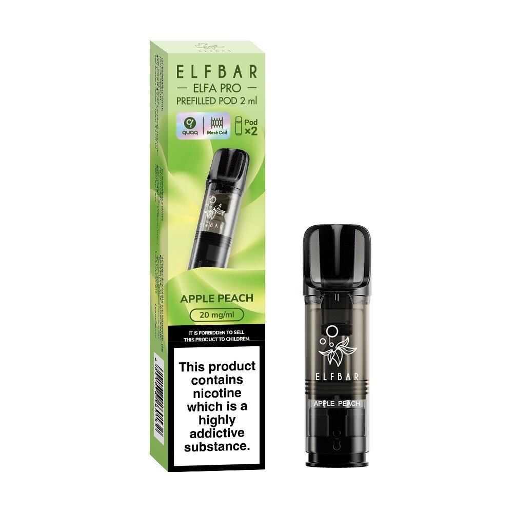 Elf Bar Elfa Pro/Elfbar Pod Prefilled Pod 2ml (2 Pack), Flavour: Apple Peach