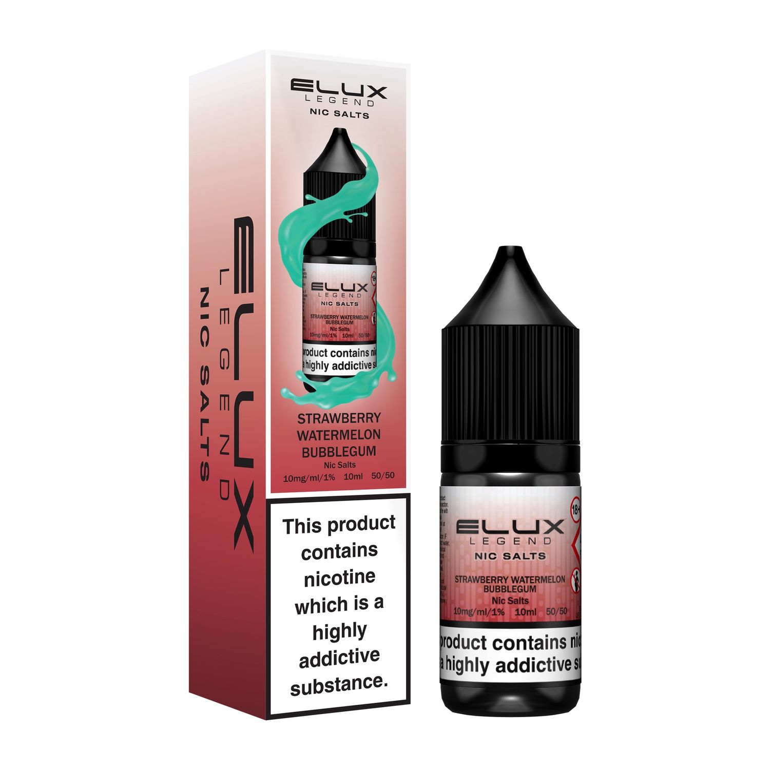Elux Legends Nic salts Strawberry Watermelon Bubblegum 10ml, Nicotine Strength: 10mg