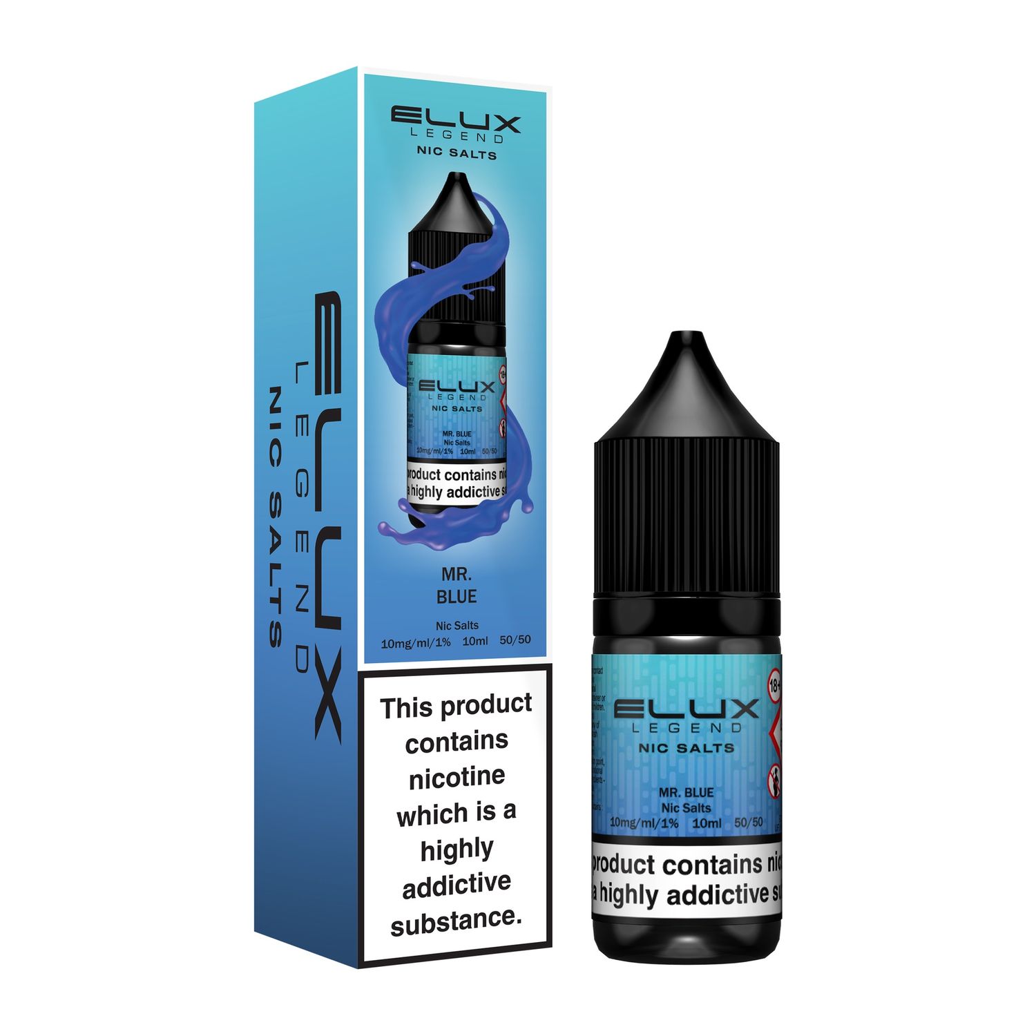 Elux Legends Nic salts Mr Blue 10ml, Nicotine Strength: 10mg