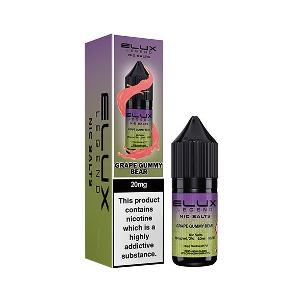 Elux Legends Nic Salts Grape Gummy Bear 10ml, Nicotine Strength: 10mg