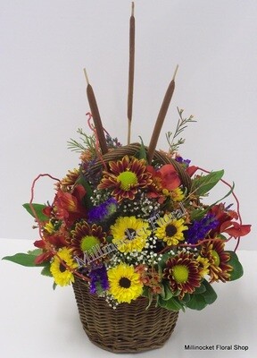 Designer Choice Standard Fall Basket can also be a vase just specify when ordering.