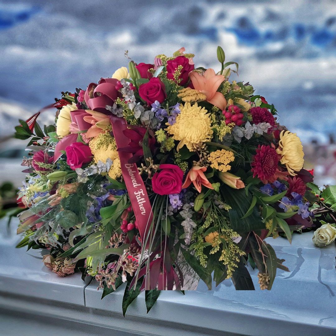 Jewel color casket spray CALL TO ORDER