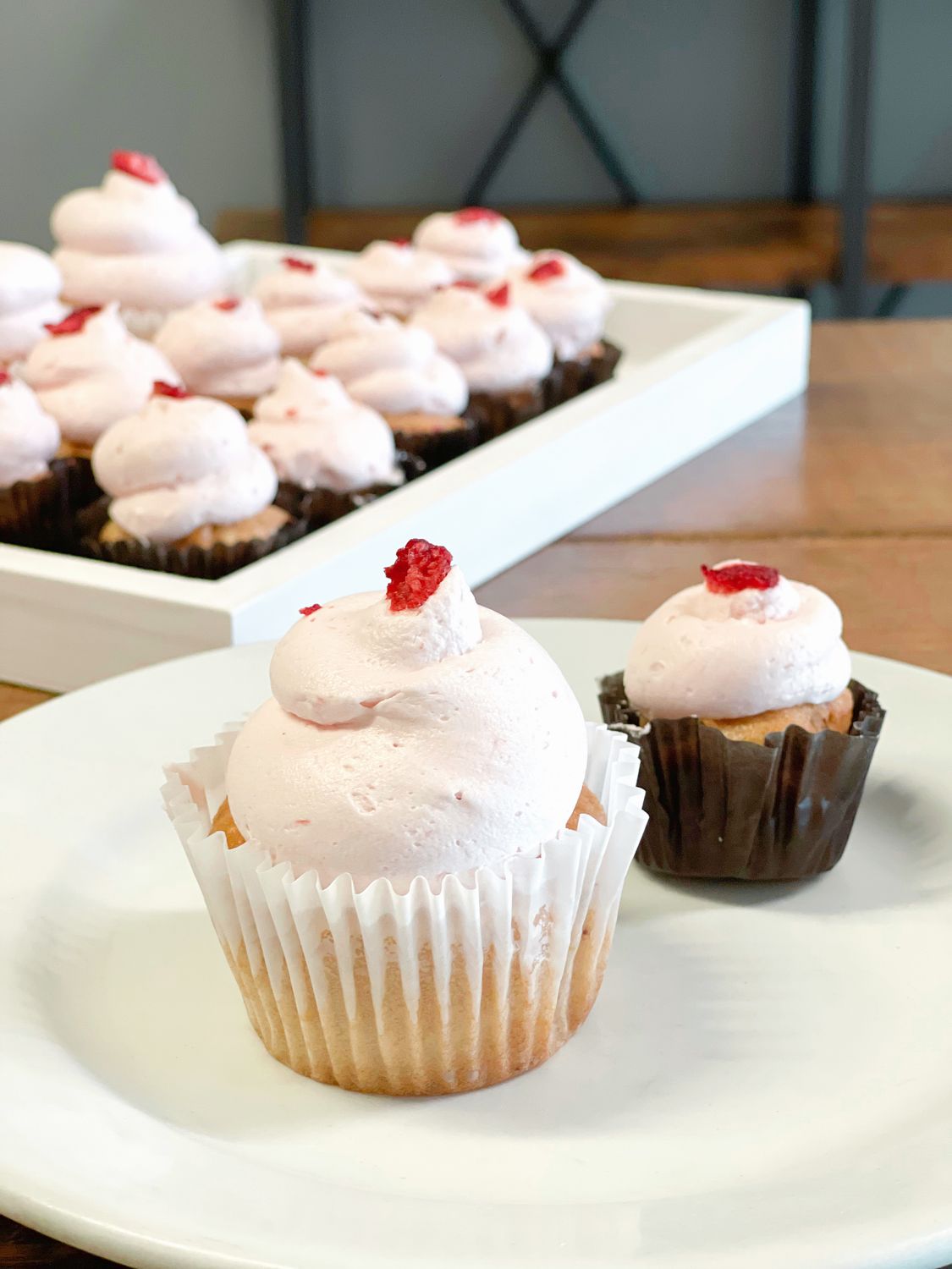 Holiday Double Strawberry Cupcakes (Vegan)