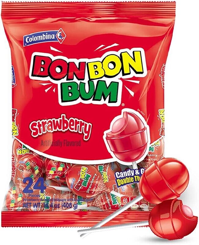 Bom Bom Bum BAG sabor Passion Fruit/ Fresa 24 uds / 14.3 0z Bom Bom Bum BAG sabor Passion Fruit/ Fresa 24 uds / 14.3 0z