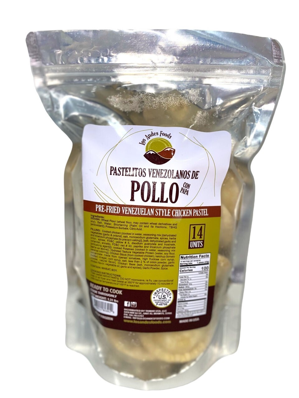 Pastelito Venezolano Precook Pollo con papa (14 unid) X Unidad