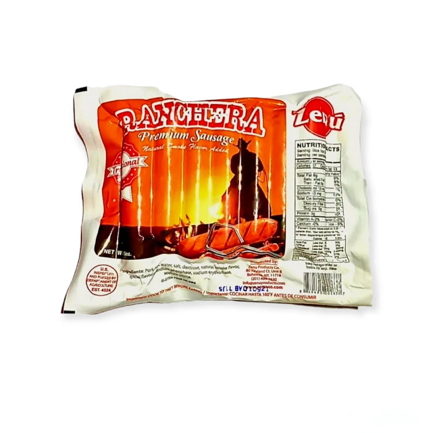 SALCHICHA RANCHERA TRADICIONAL ZENU DELGADA CAJAX12und