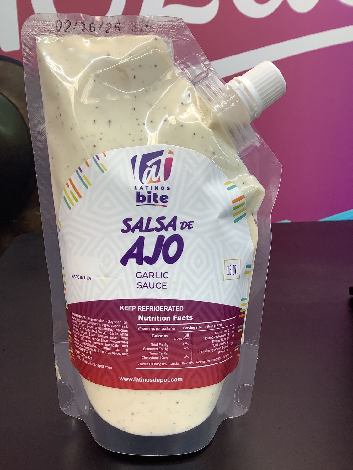 Salsa ajo Latinos bite 16onz