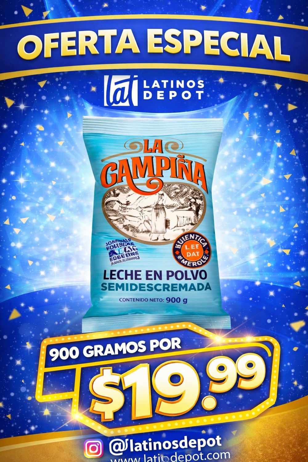 Leche Semi Descremada 900gr La Campiña