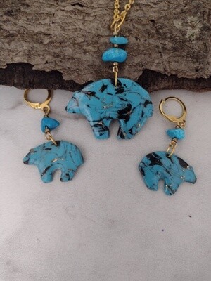 Zuni Bear Necklace set