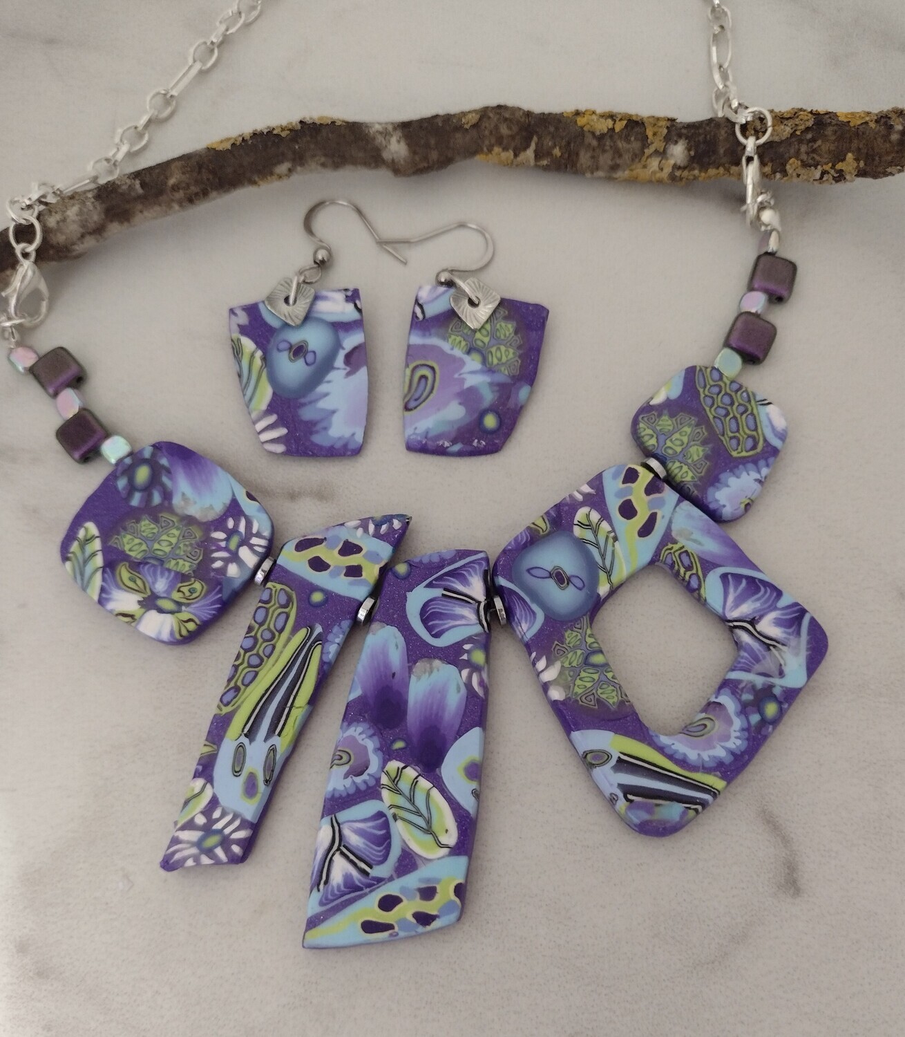 Light Blue and Purple Statement Necklaces sets