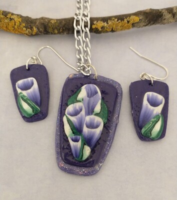 Purple Trumpet Flowers Necklace set
