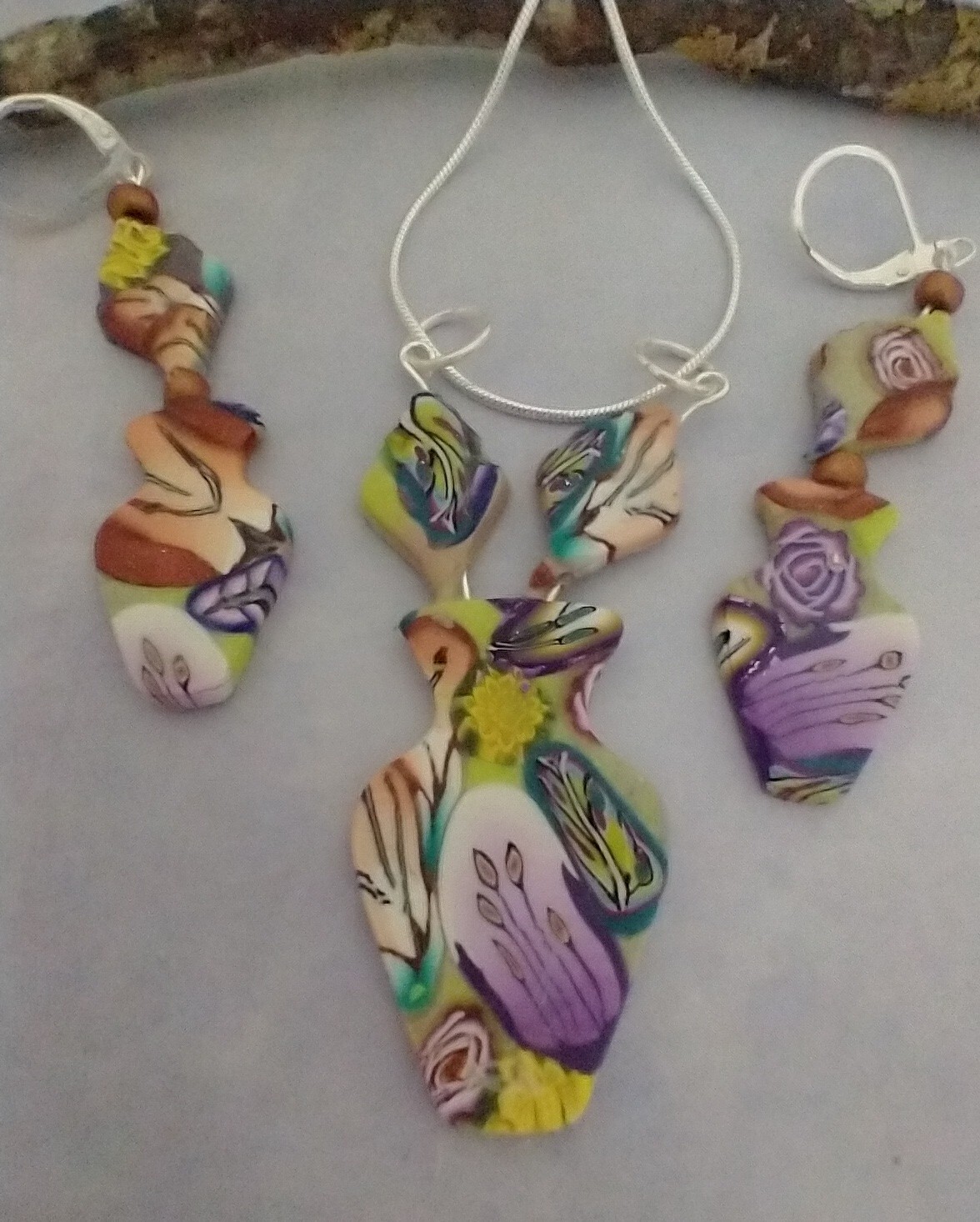 Purple and Black Polymer Clay Shell Necklace and Earrings –  southernsistadesigns