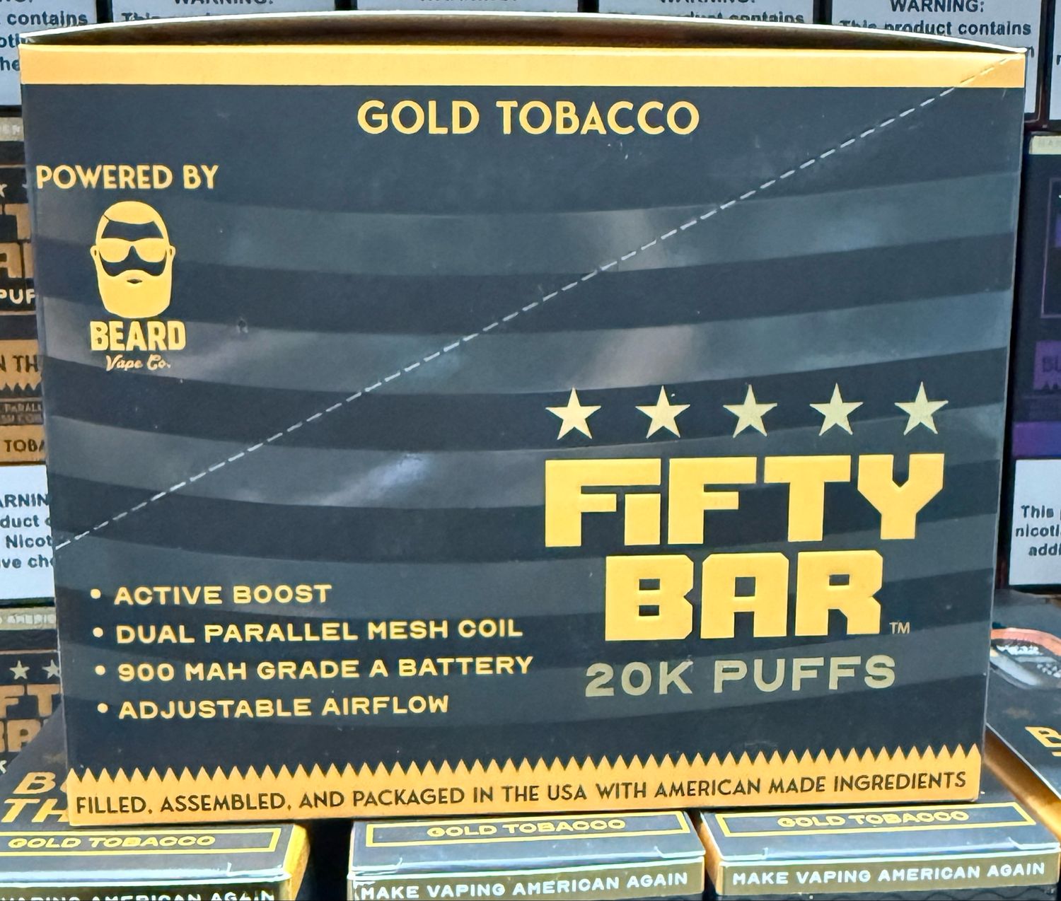 BOX Fifty Bar Gold Tobacco - 20K Puffs