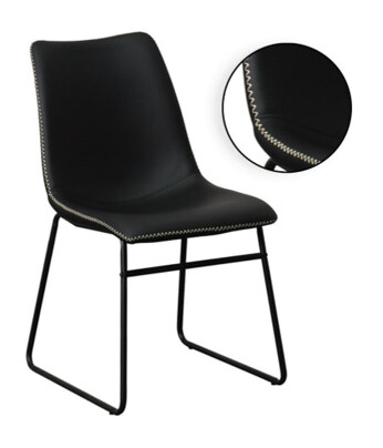 MILAN BLACK PU LEATHER CHAIR WITH CREAM STITCHING