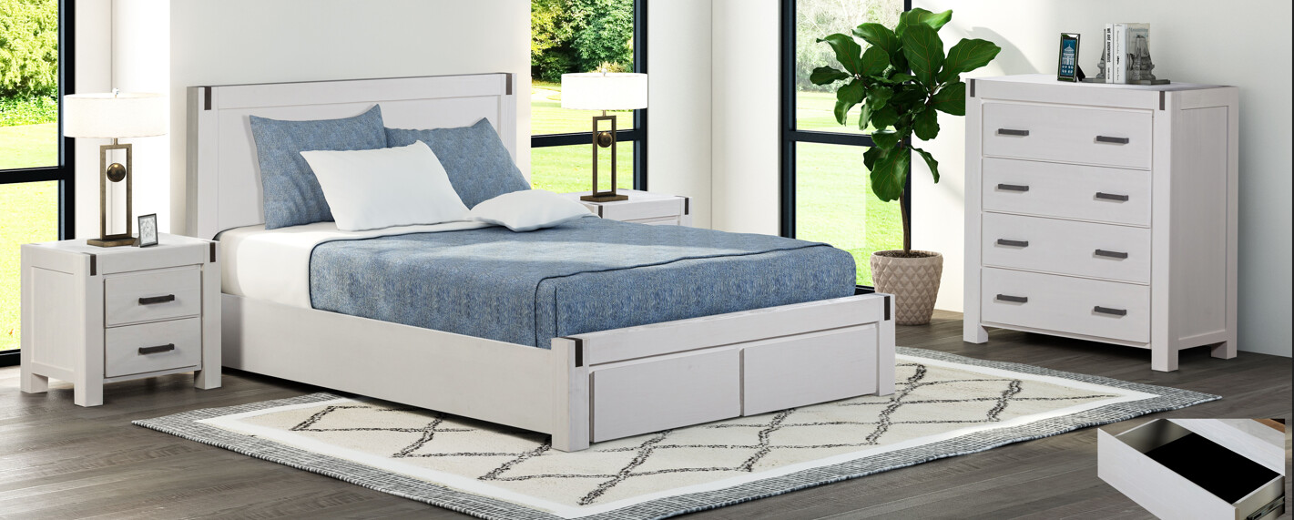 BYRON QUEEN BED WITH 2 FRONT STORAGE DRAWERS