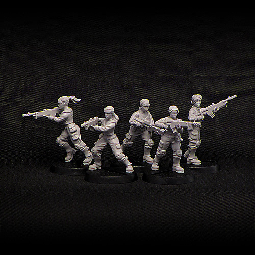 Female Troopers Miniatures, sci-fi grimdark Guard Girls or Imperial Soldiers - 28 mm size