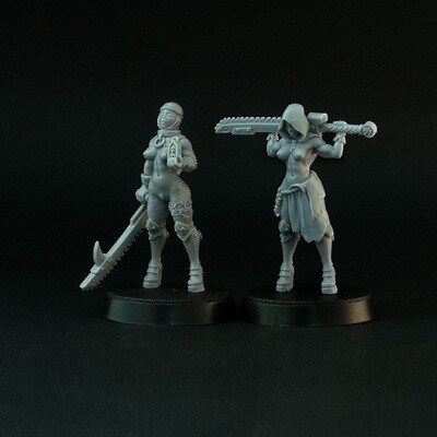 Space Nuns Repential  Sisters praying - 28 mm sci-fi miniatures