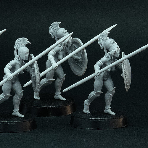 Female Hoplites 3/4 (miniatures for wargaming, 28 mm, resin)