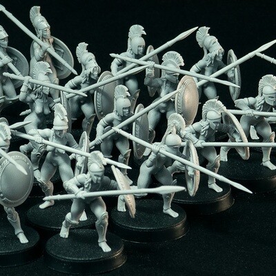 Female Hoplite miniatures (Full Phalanx)
