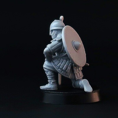 Resting Knight miniature, fatigue marker for SAGA wargame