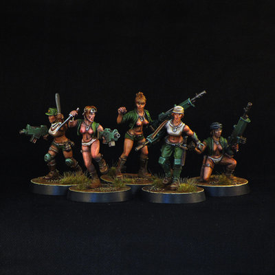 Female Jungle Fighters miniatures, Guard Troopers, Imperial Military Girls 28mm for wargaming and collecting.
