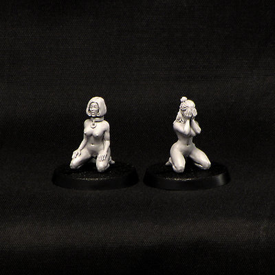 Slave Girls on knee - 28 mm scale resin miniatures by Brother Vinni