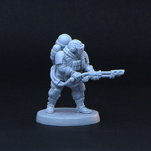 Soldier with Flamethrower miniature, 28mm, resin