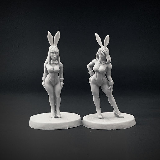Bunny Girls 01 miniatures, 28 mm fantasy pin up for modern wargame or tabletop RPG